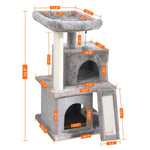 Multi-Level Cat Tree With Cozy Perches and Toys 
69" Tall Sturdy Perches and Hammock