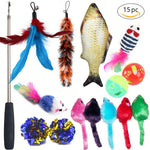 15 Pcs. Combination Set Cat Kitten Pet Feather Mouse Bell Ball Fishing Telescopic Funny Cat Rod  
Assortment of Cat Kitten Pet Interactive Toys