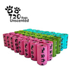 Dog Cat Pet Biodegradable Poop Bags  48 Rolls/720 Count Multi Colors Lavender Scented and Unscented