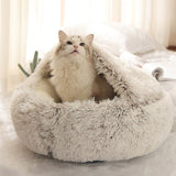 HOOPET New Round Plush Pet Bed Plush Soft Long for Small Dogs and Cats