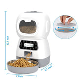 3.5L Automatic Cat and Small Dog Feeder with Voice Recorder and Stainless Steel Bowl