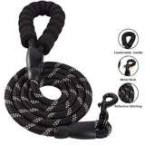 Pet Leash Reflective Strong Dog Leash 4.9 ft Long With Comfortable Padded Handle Heavy Duty Training Durable Nylon Rope Leashes