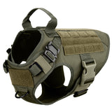 Tactical Dog Harness , 4 Buckles , Working Dog MOLLE Vest with Handle for Easy Lift and More Control