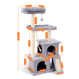 Multi-Level Cat Tree With Cozy Perches and Toys 
69" Tall Sturdy Perches and Hammock