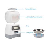 3.5L Automatic Cat and Small Dog Feeder with Voice Recorder and Stainless Steel Bowl