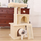 Cat Tree Condo with Play Toys, Sisal Board and Rest Perches