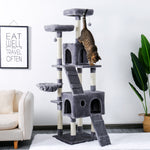 Multi-Level Cat Tree With Cozy Perches and Toys 
69" Tall Sturdy Perches and Hammock