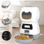 3.5L Automatic Cat and Small Dog Feeder with Voice Recorder and Stainless Steel Bowl