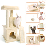 Cat Tree Condo with Play Toys, Sisal Board and Rest Perches