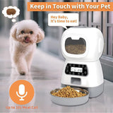 3.5L Automatic Cat and Small Dog Feeder with Voice Recorder and Stainless Steel Bowl