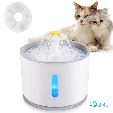 Automatic  Cat and Small Dog 2.4L Water Fountain with LED Lighting and Filter