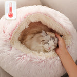 HOOPET New Round Plush Pet Bed Plush Soft Long for Small Dogs and Cats