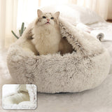 HOOPET New Round Plush Pet Bed Plush Soft Long for Small Dogs and Cats