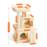 Multi-Level Cat Tree With Cozy Perches and Toys 
69" Tall Sturdy Perches and Hammock