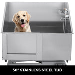 VEVOR 50 Inch Electric Pet Dog Grooming Tub With High Pressure Sprayer Stainless Steel Electric Lift Dog Wash Bath Tub