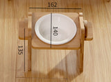 15° Slanted Ceramic Dog and Cat Bowl with Wooden Stand. Tilted Food and Water Bowl No Slip No Spill for Pets