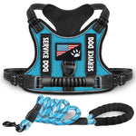 Service Dog Reflective Dog Harness with 4' 11" Traction Leash SetVarious Colors and Sizes