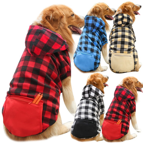 Plaid Reversible Hooded Dog Winter Coat  
Pet Jacket  Cold Weather Dog Clothes    Pet Apparel for Small Medium Large Dogs