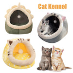 Sweet Cat Bed Warm Pet Basket Kennel Cat Ear-Shaped Fleece Beds Indoor Semi-Open Pet House Kennel Nest