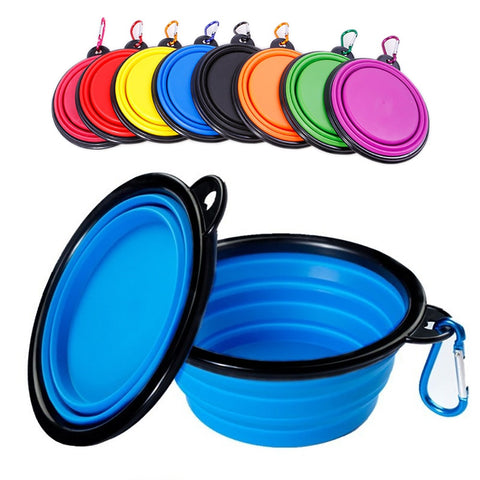 Folding Silicone Pet Bowl for Everyday Use and Travel.  Dog Cat Puppy Portable Food and Water Bowl for All Size Pets