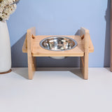 Bamboo Elevated Stainless Steel Dog Bowls with Stand Adjustable Raised and Tilted for Puppy Cat Food Water Bowls Holder Rabbit Feeder for Small Medium Pets