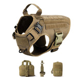 Tactical Dog Harness , 4 Buckles , Working Dog MOLLE Vest with Handle for Easy Lift and More Control