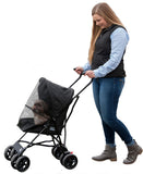 Luxury Pet Dog and Cat Stroller  Foldable 4 Wheel Shock Absorbing Stroller    Dog Carrier