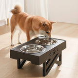 Dogs Elevated Double Bowls with Stand Adjustable Height Food Water Feeders