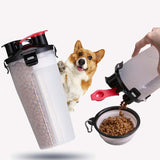 2 In 1 Pet Water Bottle Folding Travel Dog Feed Collapsible Bowl Drink Cup Food Container Silicone Outdoor Portable Dog Cat Feeder