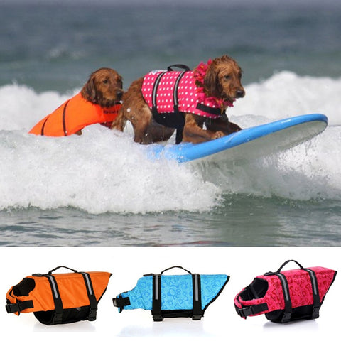 Dog Life Jackets, Reflective & Adjustable Preserver Vest with Enhanced Buoyancy & Rescue Handle for Swimming