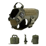 Tactical Dog Harness , 4 Buckles , Working Dog MOLLE Vest with Handle for Easy Lift and More Control