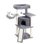 Multi-Level Cat Tree With Cozy Perches and Toys 
69" Tall Sturdy Perches and Hammock