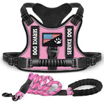 Service Dog Reflective Dog Harness with 4' 11" Traction Leash SetVarious Colors and Sizes