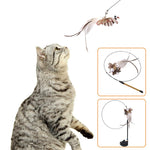 Interactive Cat Kitten Stick Toy with Suction Cup and Funny Bird Feather