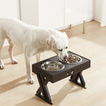 Dogs Elevated Double Bowls with Stand Adjustable Height Food Water Feeders